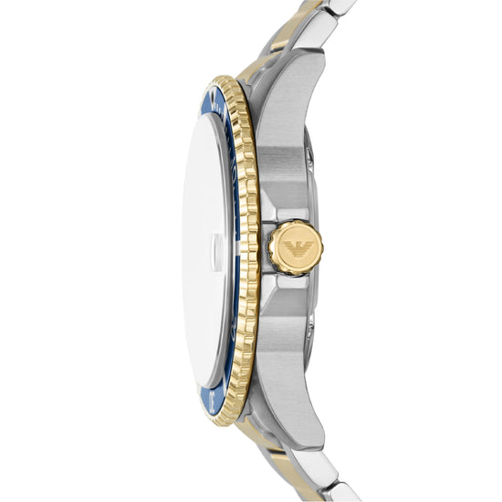Orologio uomo Armani in acciaio bicolor con quadrante blu MISURA UNICA