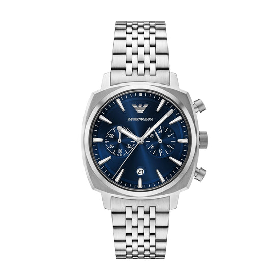 Orologio Armani in acciaio quadrante quadrato di colore blu MISURA UNICA