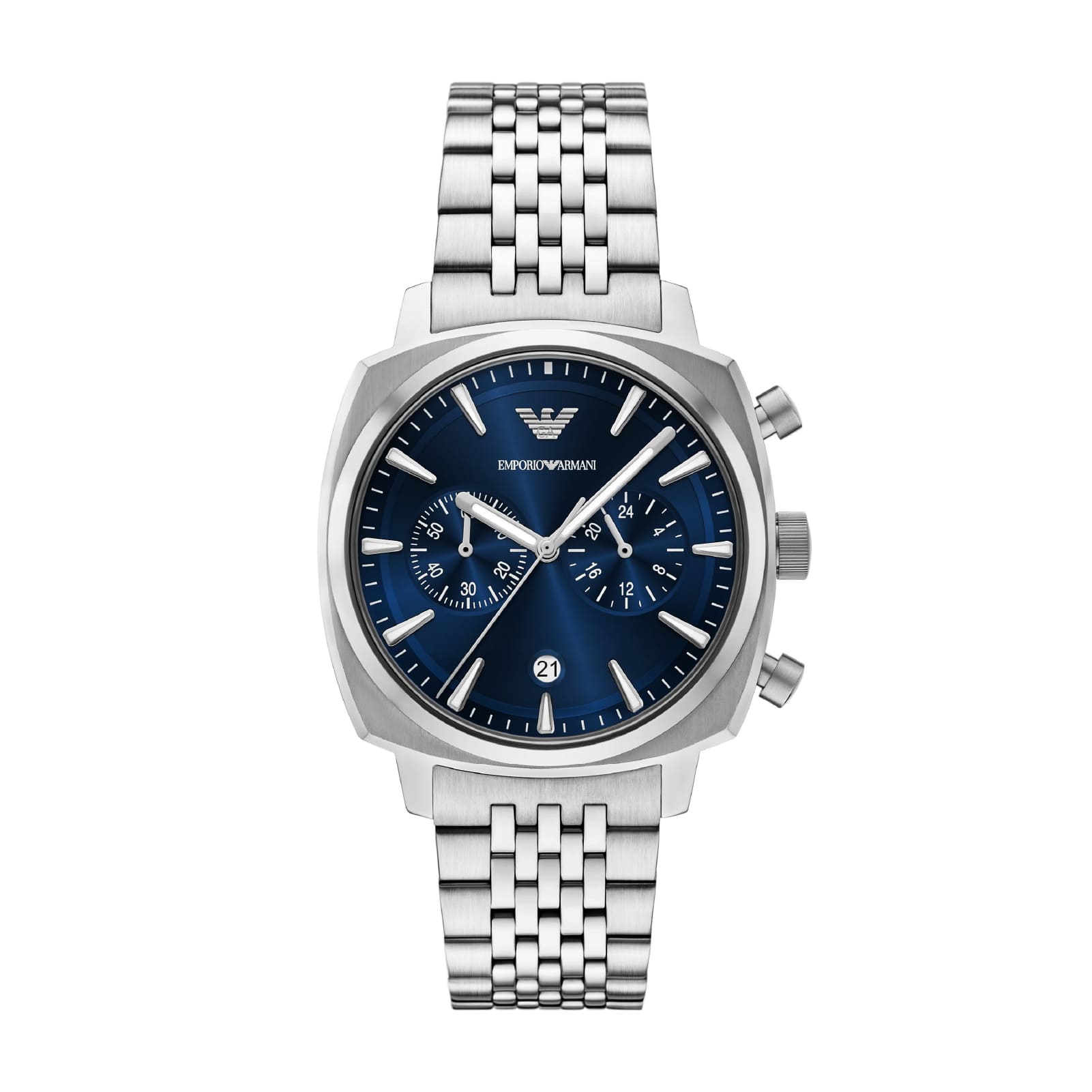 Orologio Armani in acciaio quadrante quadrato di colore blu MISURA UNICA