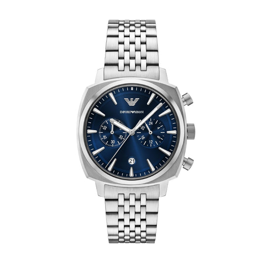 Orologio Armani in acciaio quadrante quadrato di colore blu MISURA UNICA