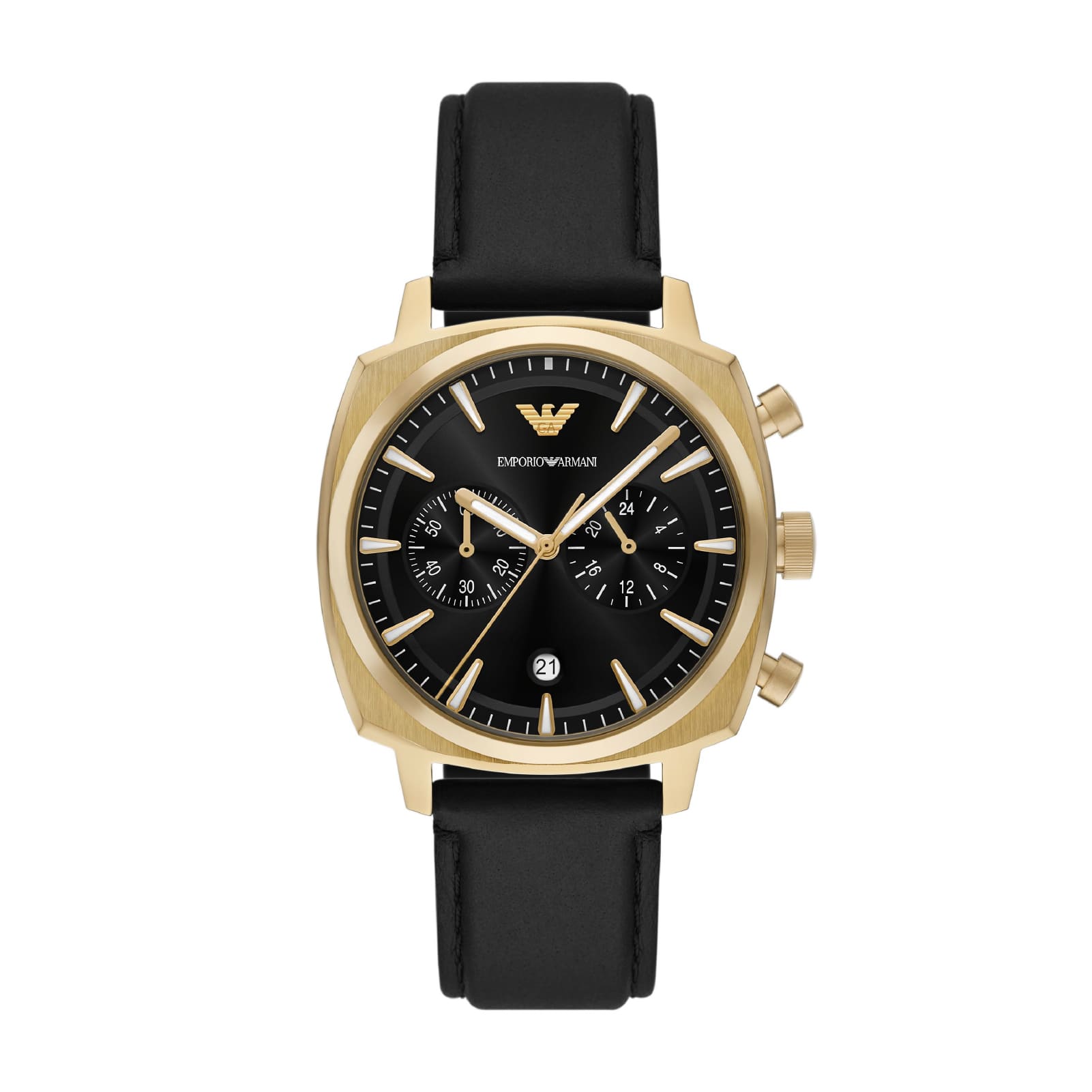 Orologio Armani da uomo in acciao dorato e pelle marrone MISURA UNICA