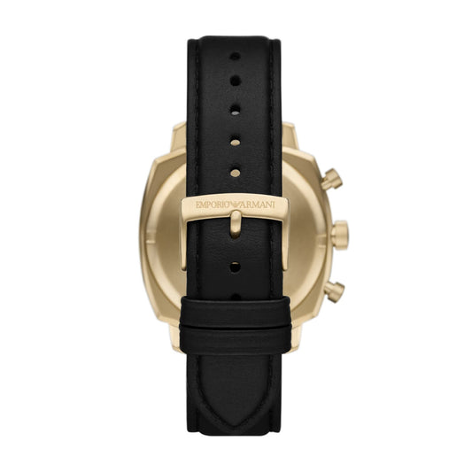 Orologio Armani da uomo in acciao dorato e pelle marrone MISURA UNICA