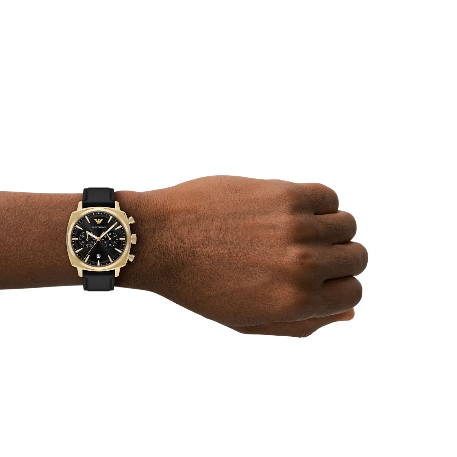 Orologio Armani da uomo in acciao dorato e pelle marrone MISURA UNICA