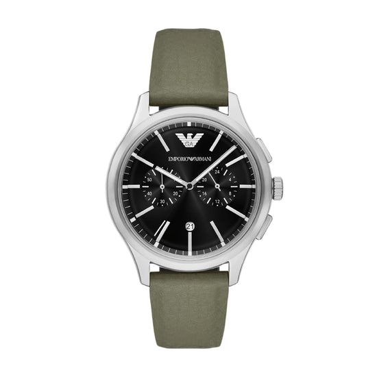 Orologio uomo Armani in acciaio e cinturino in gomma verde MISURA UNICA