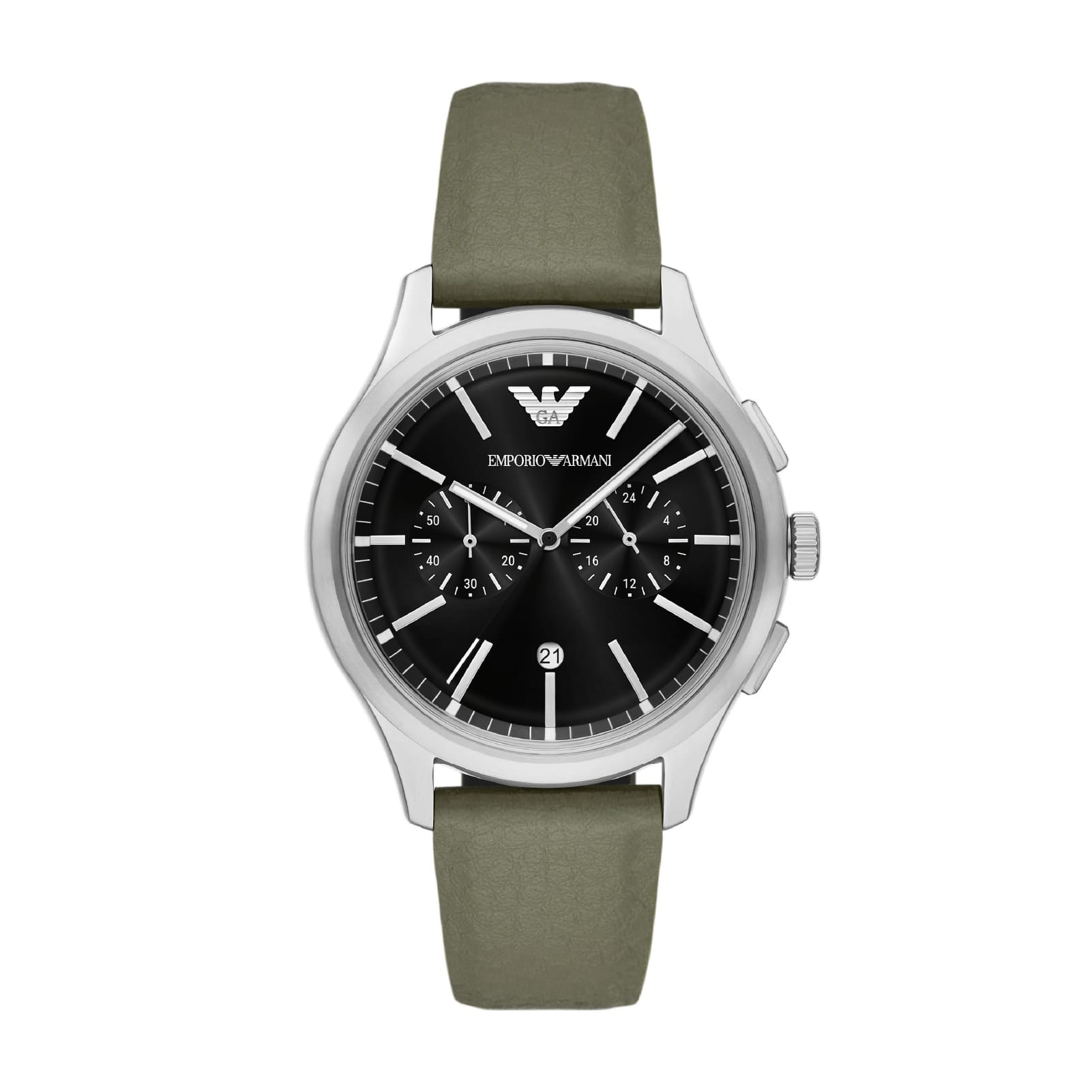 Orologio uomo Armani in acciaio e cinturino in gomma verde MISURA UNICA