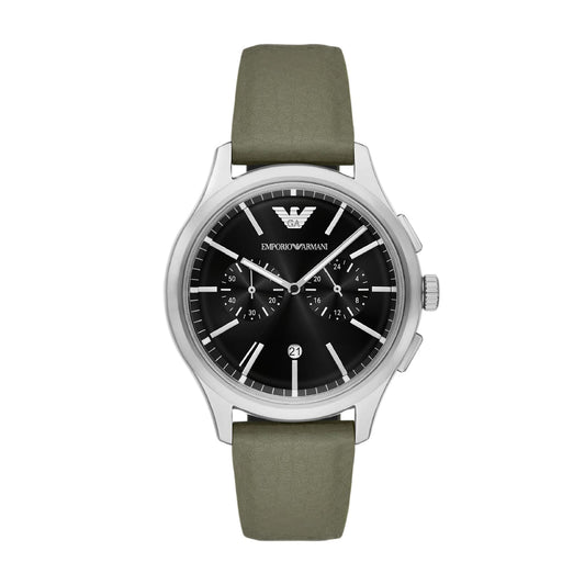 Orologio uomo Armani in acciaio e cinturino in gomma verde MISURA UNICA