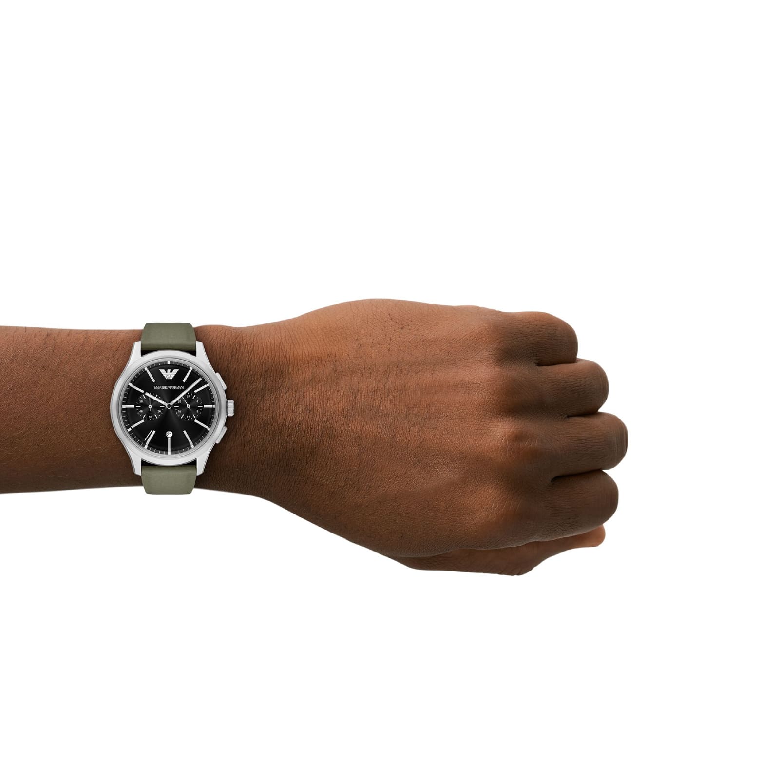 Orologio uomo Armani in acciaio e cinturino in gomma verde MISURA UNICA