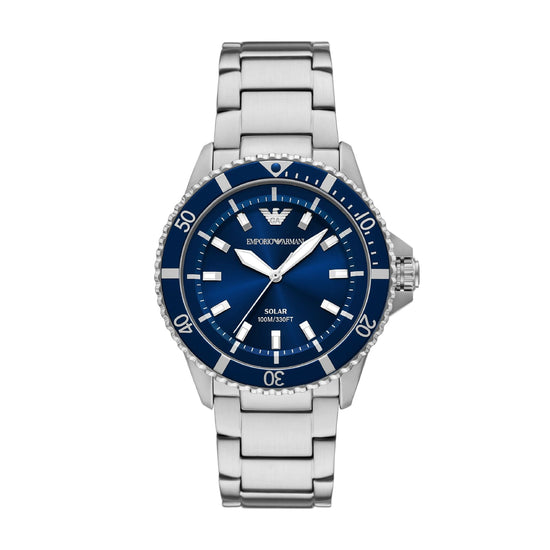 Orologio Armani da uomo in acciao con quardante blu MISURA UNICA