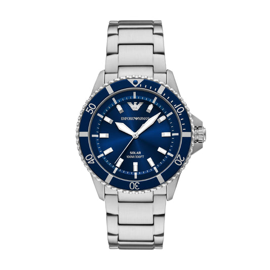 Orologio Armani da uomo in acciao con quardante blu MISURA UNICA