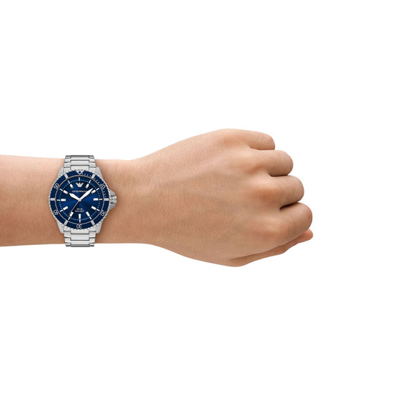 Orologio Armani da uomo in acciao con quardante blu MISURA UNICA
