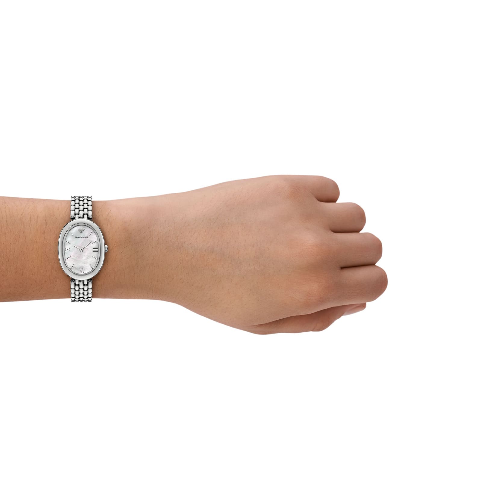 Orologio Armani da donna in acciao con madreperla ovale MISURA UNICA