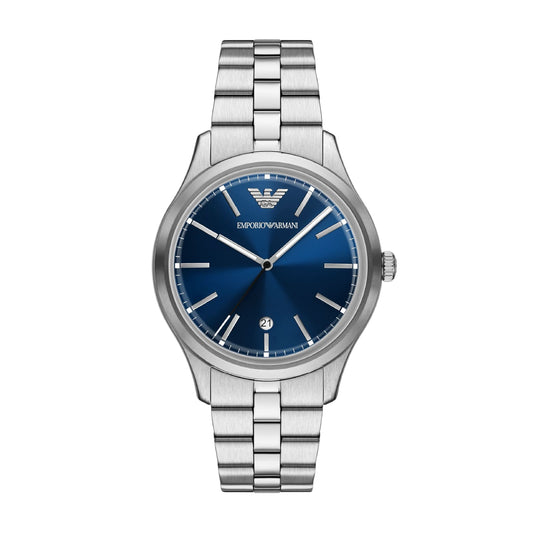 Orologio solo tempo Emporio Armani in acciaio quadrante blu MISURA UNICA