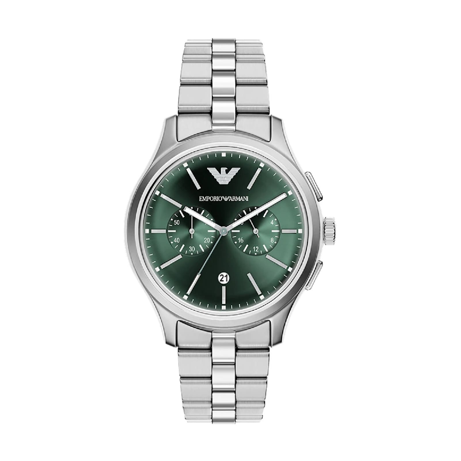 Orologio crono Emporio Armani Dario acciaio quadrante verde MISURA UNICA