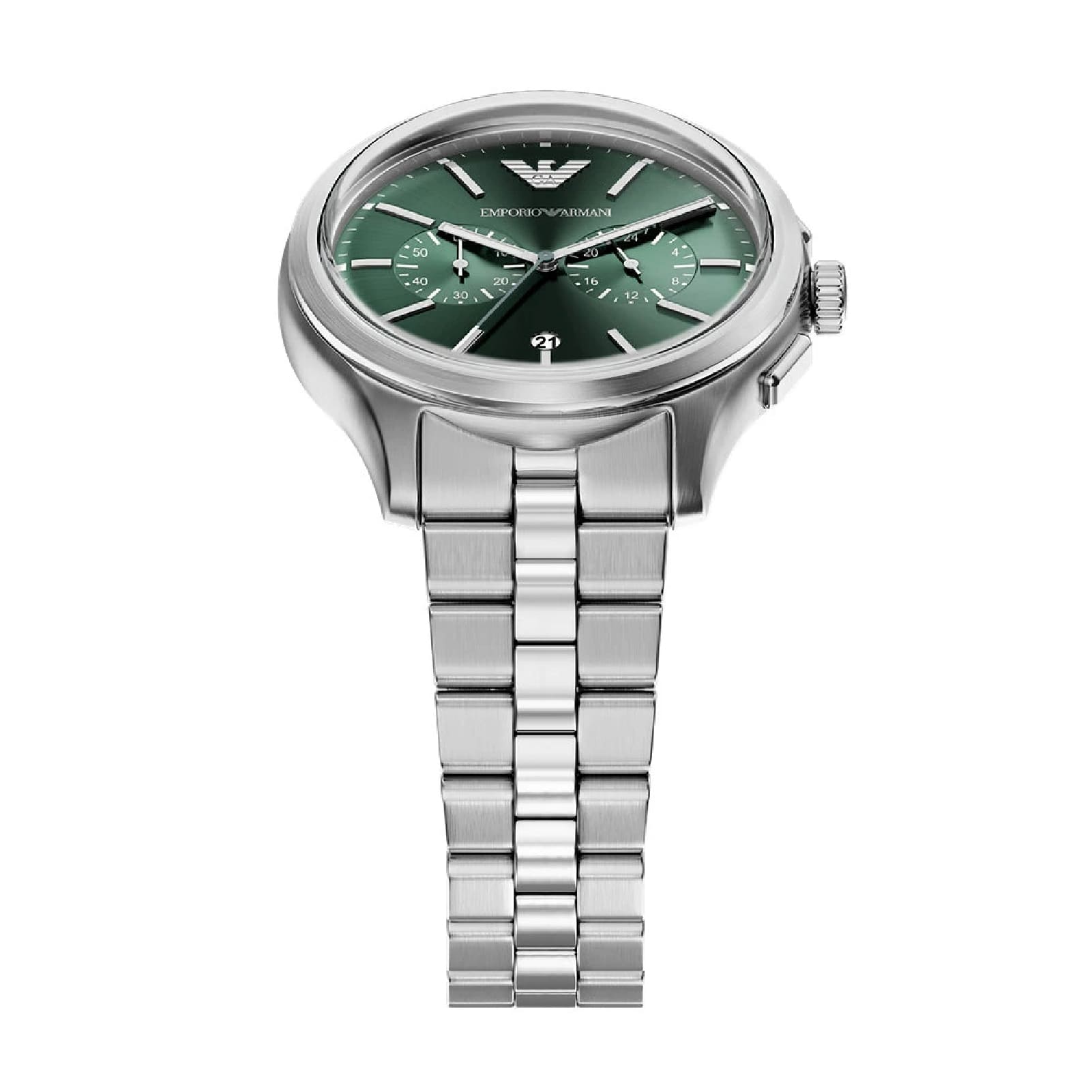 Orologio crono Emporio Armani Dario acciaio quadrante verde MISURA UNICA
