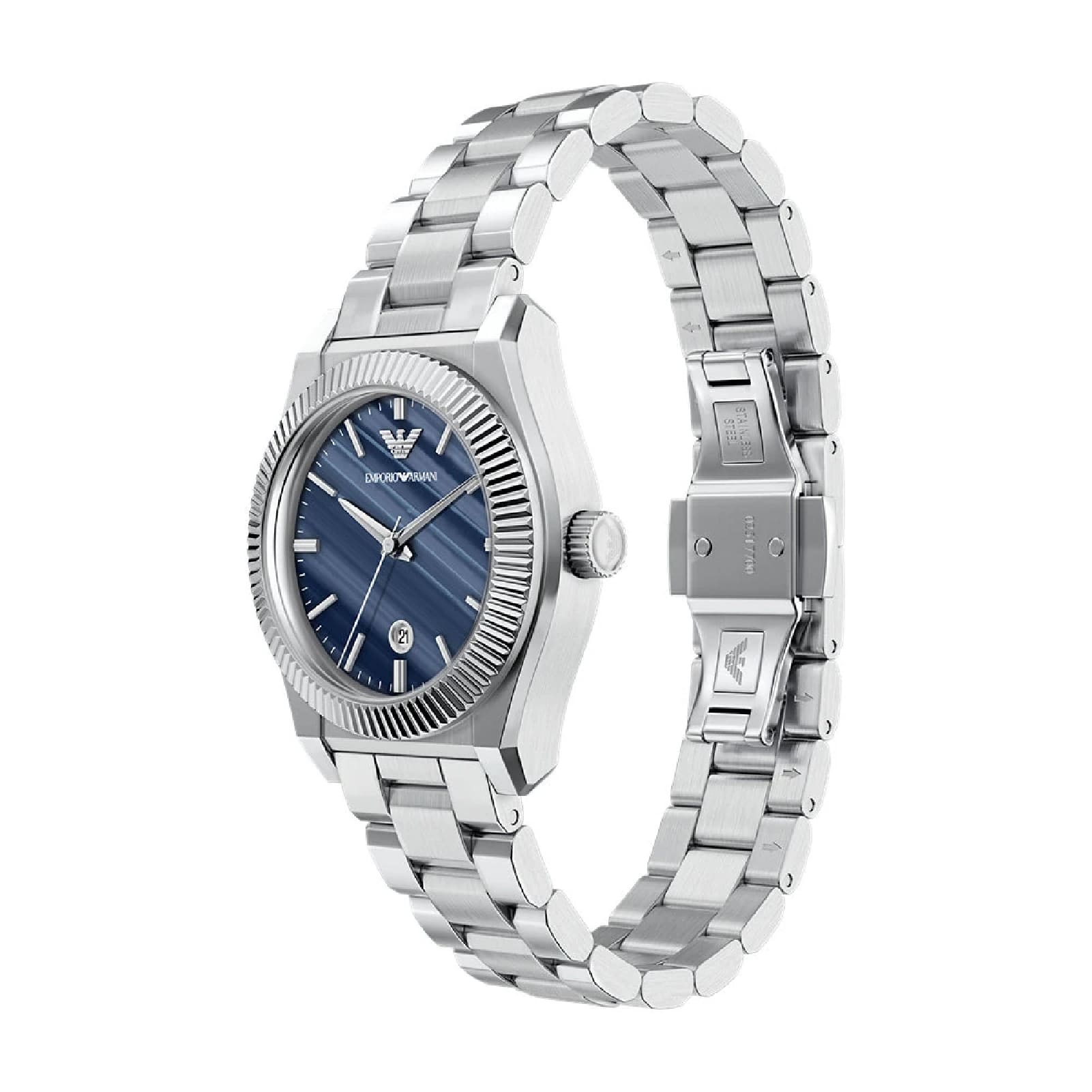 Orologio Emporio Armani Federica acciaio quadrante blu MISURA UNICA