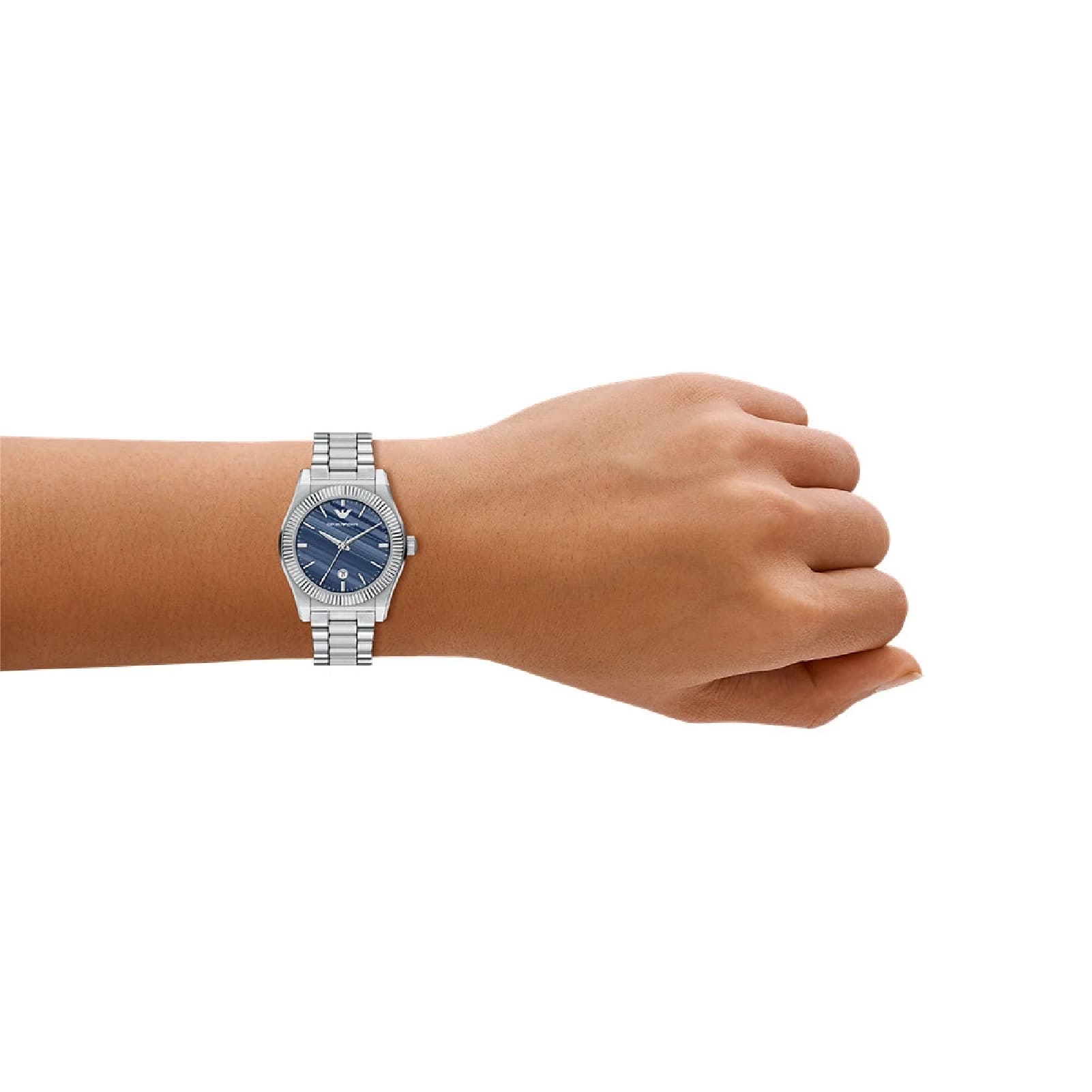 Orologio Emporio Armani Federica acciaio quadrante blu MISURA UNICA