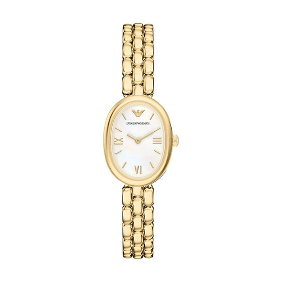Orologio Emporio Armani Sinfonia acciaio oro quadrante ovale MISURA UNICA