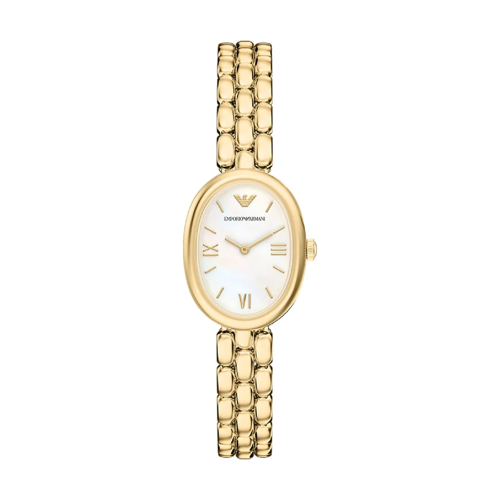 Orologio Emporio Armani Sinfonia acciaio oro quadrante ovale MISURA UNICA