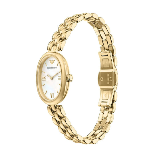 Orologio Emporio Armani Sinfonia acciaio oro quadrante ovale MISURA UNICA