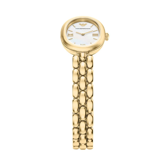 Orologio Emporio Armani Sinfonia acciaio oro quadrante ovale MISURA UNICA