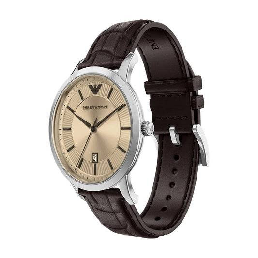 Orologio solo tempo Emporio Armani Renato cinturino marrone MISURA UNICA