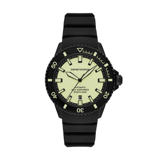 Orologio Emporio Armani Sea Explorer silicone nero e accaio MISURA UNICA