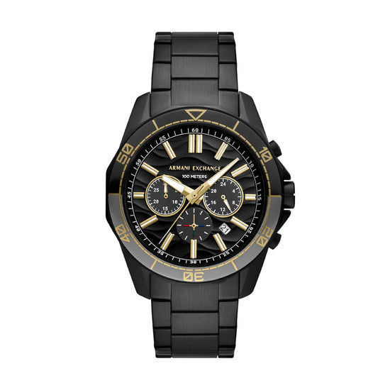 Orologio cronografo Armani Exchange Spencer in acciaio nero MISURA UNICA