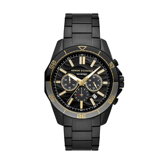 Orologio cronografo Armani Exchange Spencer in acciaio nero MISURA UNICA