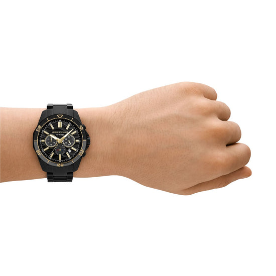 Orologio cronografo Armani Exchange Spencer in acciaio nero MISURA UNICA