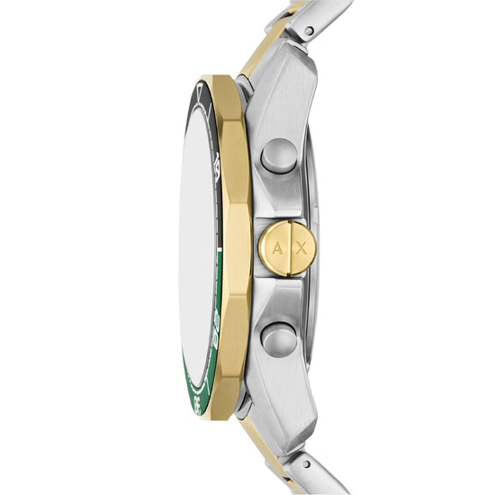 Orologio Armani Exchange in acciaio bicolor e quadrante verde MISURA UNICA