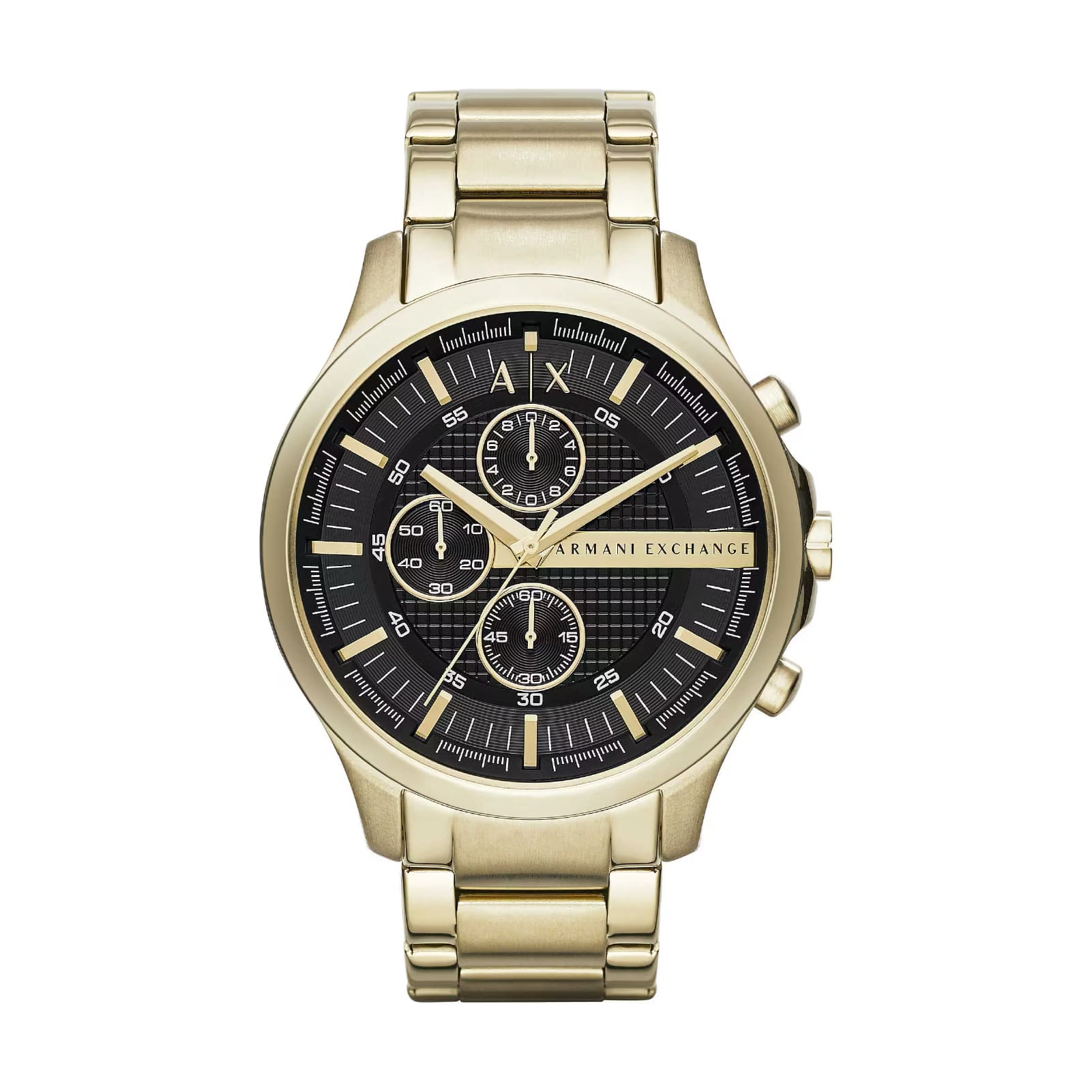 Orologio Armani Exchange Hampton acciaio oro quadrante nero MISURA UNICA