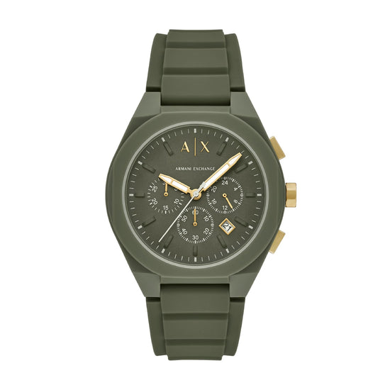 Orologio crono da uomo Armani Exchange in silicone verde MISURA UNICA