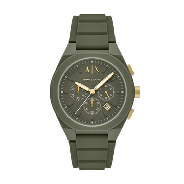 Orologio crono da uomo Armani Exchange in silicone verde MISURA UNICA