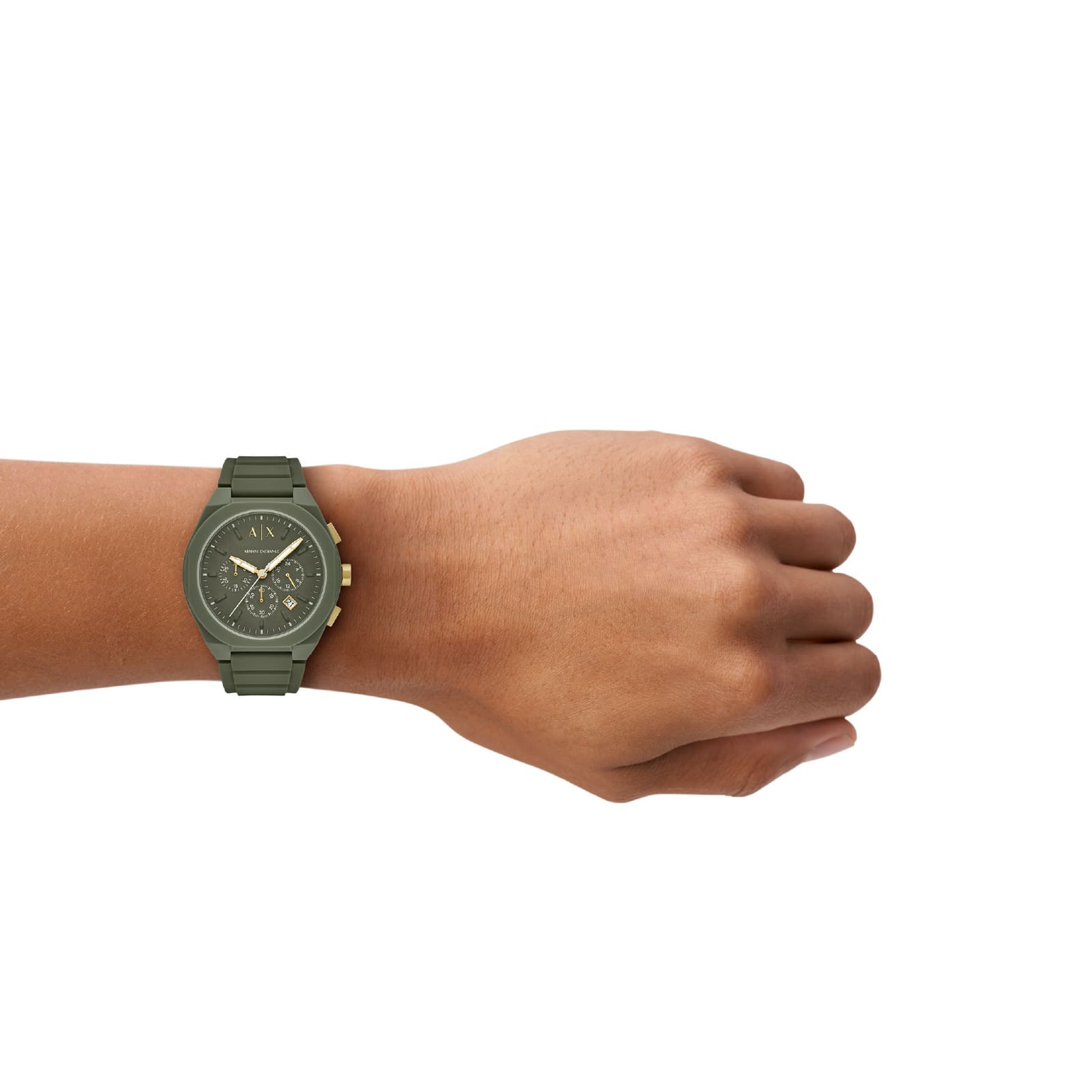 Orologio crono da uomo Armani Exchange in silicone verde MISURA UNICA
