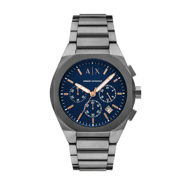 Orologio Armani Exchange in acciaio grigio e quadrante blu MISURA UNICA