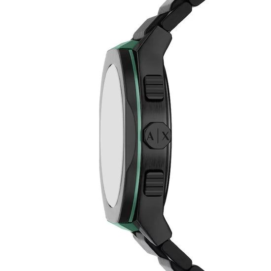 Orologio crono Armani Exchange Sync acciaio nero dettagli verdi MISURA UNICA