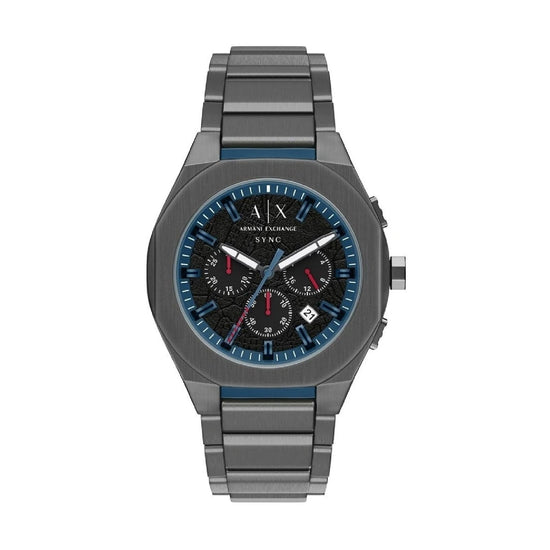 Orologio crono Armani Exchange Sync acciaio ip gun dettagli blu MISURA UNICA