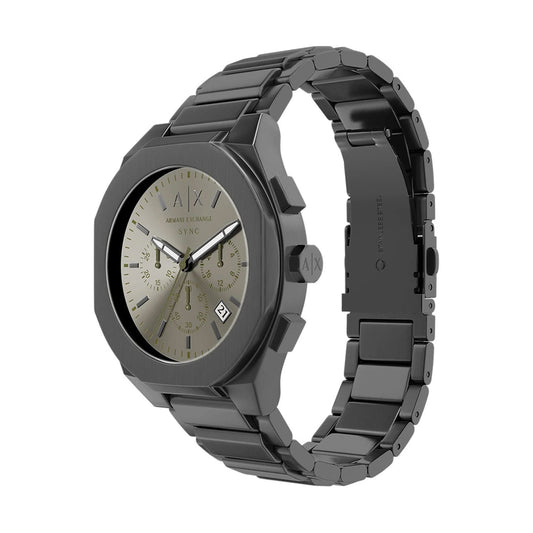 Orologio Armani Exchange Sync acciaio ip gun quadrante verde MISURA UNICA