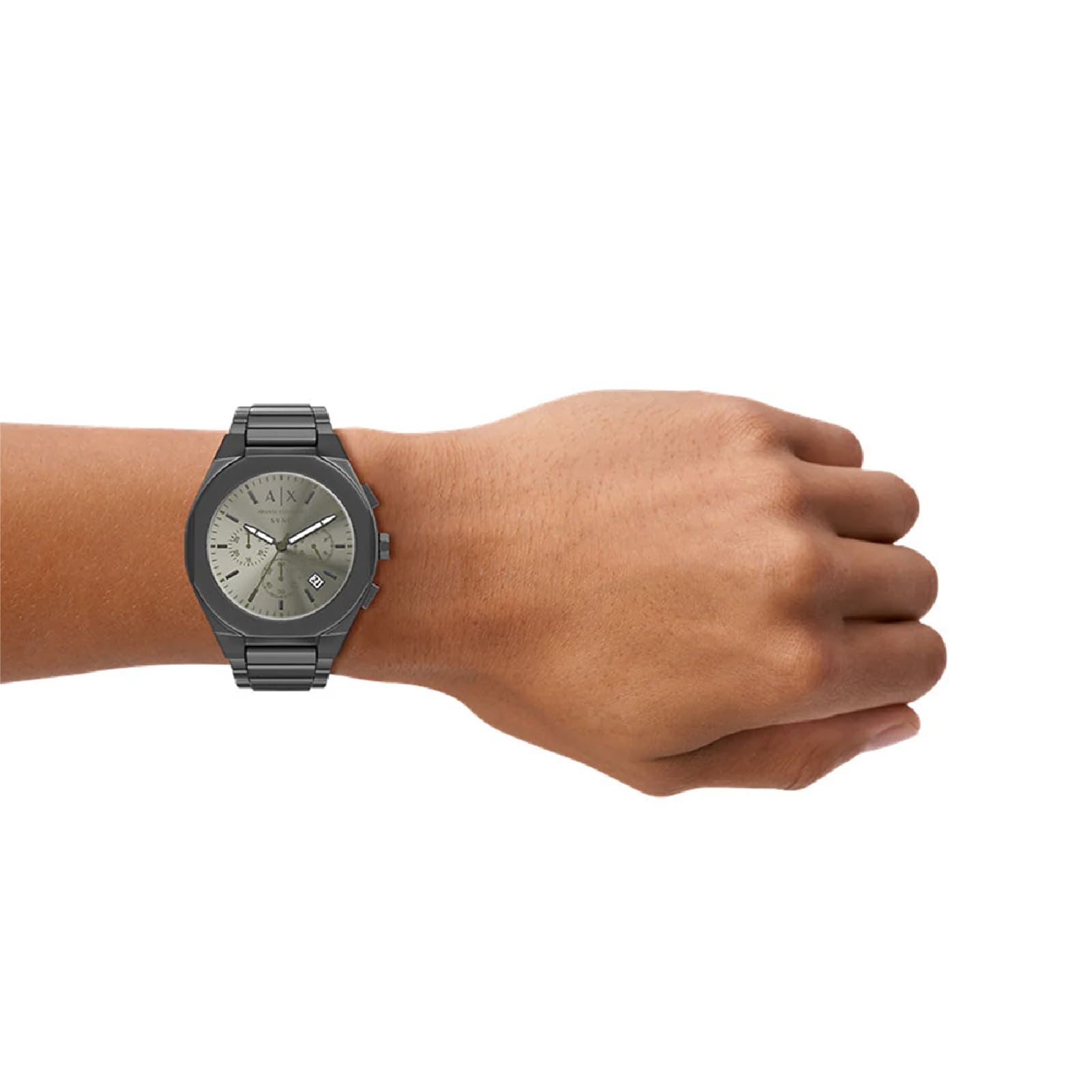 Orologio Armani Exchange Sync acciaio ip gun quadrante verde MISURA UNICA