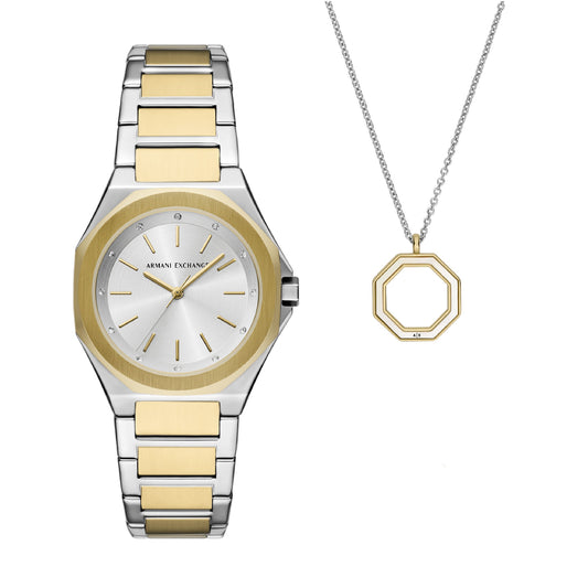 Set Armani Exchange in acciaio inossidabile color argento e oro AR.AX7161SET