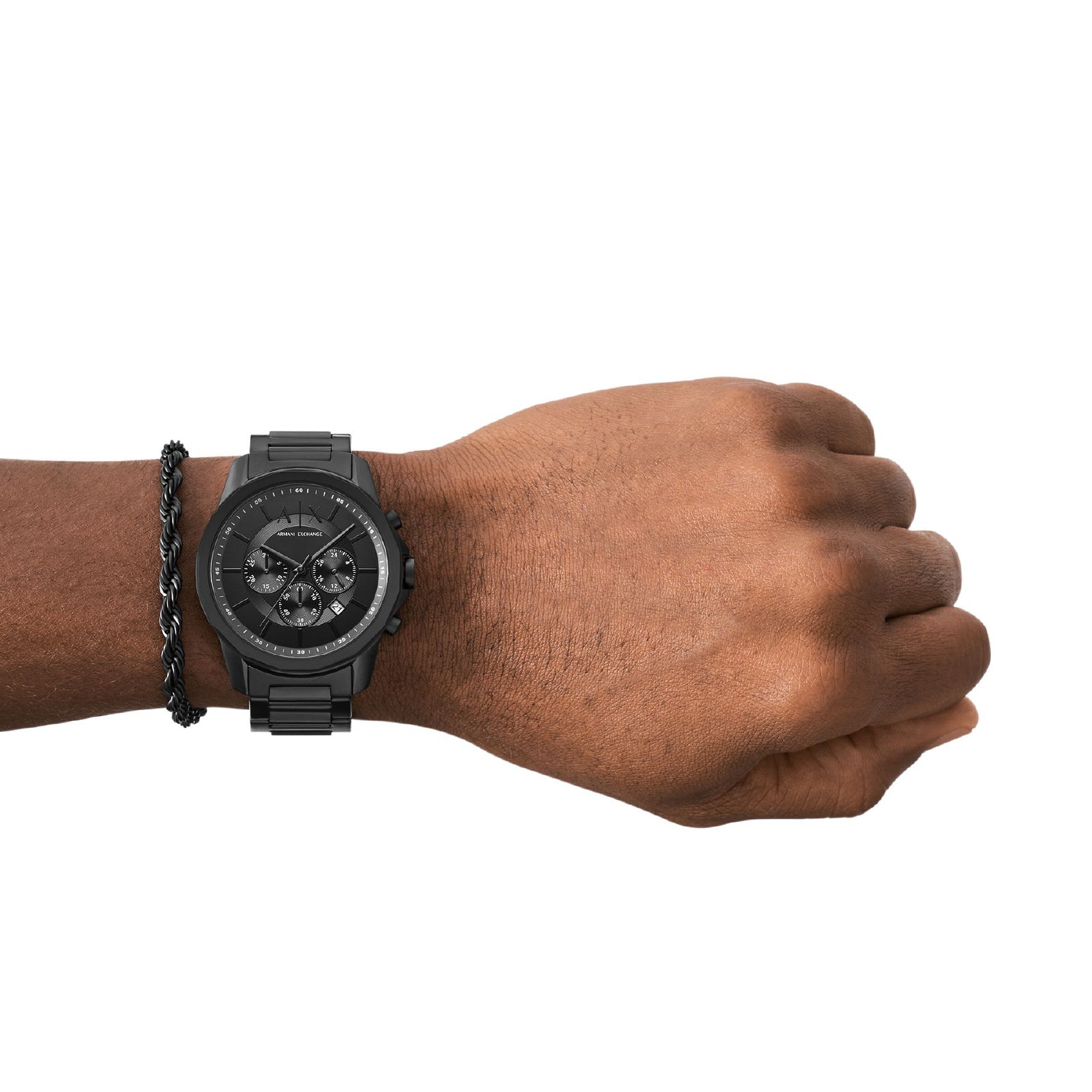 Set orologio e bracciale da uomo Armani Exchange in acciaio nero MISURA UNICA