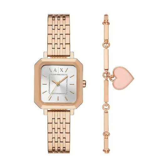 Set orologio e bracciale Armani Exchange Leila colore rosa MISURA UNICA