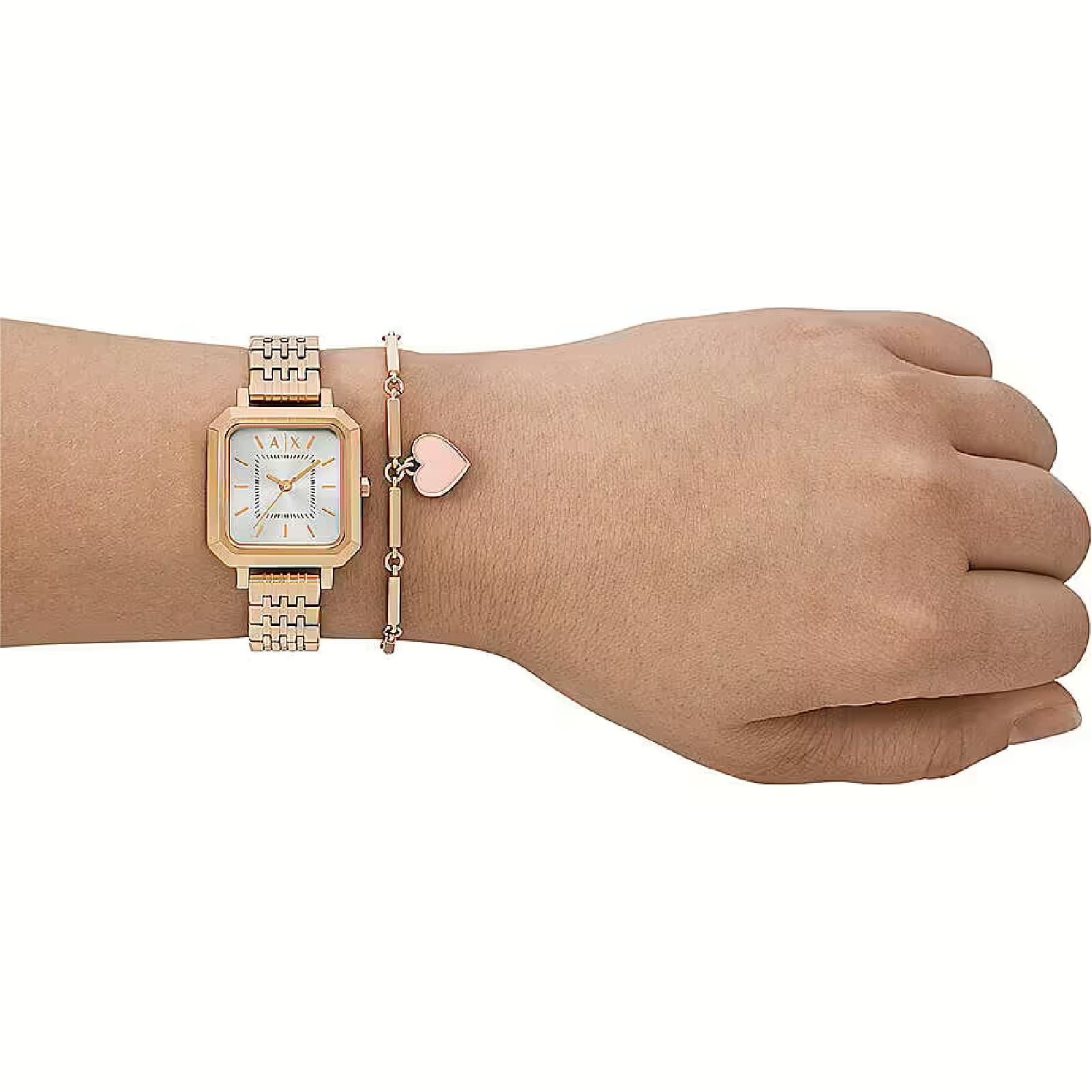 Set orologio e bracciale Armani Exchange Leila colore rosa MISURA UNICA
