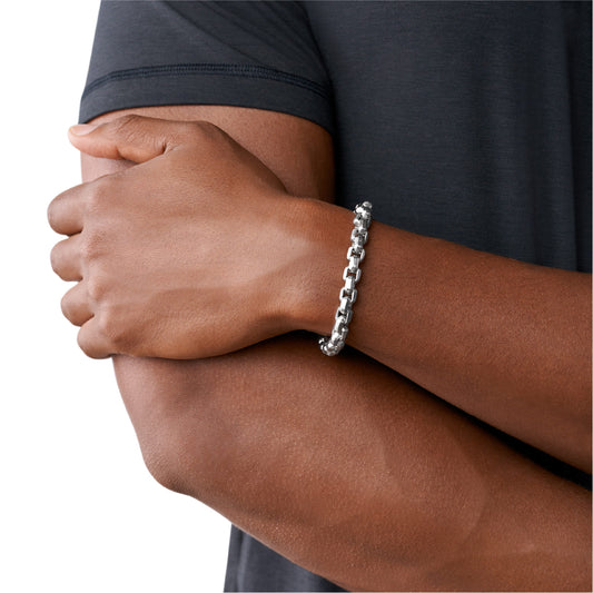 Bracciale catena da uomo Armani Exchange in acciaio con logo Regolabile 18,5-20,5 cm