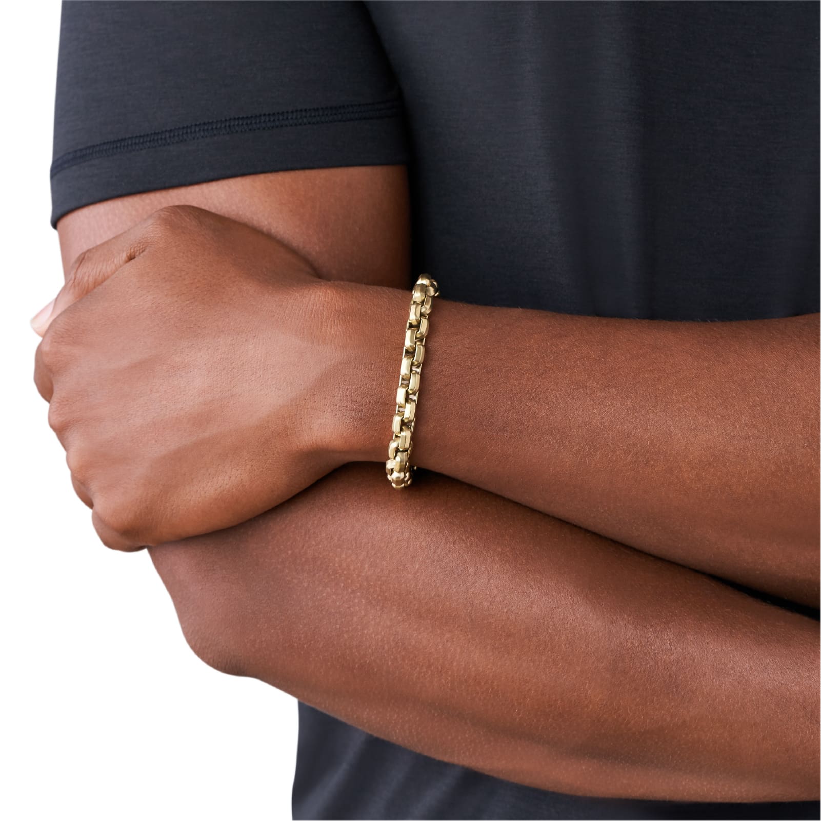 Bracciale Armani Exchange a catena in acciaio dorato con logo Regolabile 18,5-19,5 cm