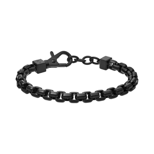 Bracciale Armani Exchange a catena in acciaio nero con logo Regolabile 18,5-20,5 cm