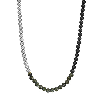 Collana Armani Exchange in acciaio serpentino verde e agata MISURA UNICA