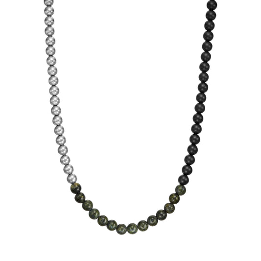 Collana Armani Exchange in acciaio serpentino verde e agata MISURA UNICA
