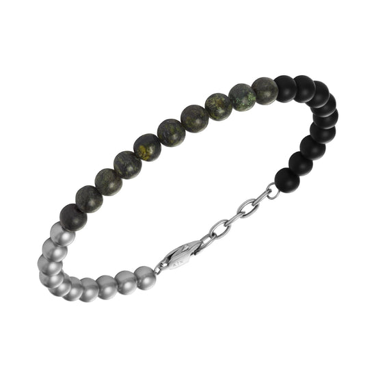 Bracciale Armani Exchange in acciaio serpentino verde e agata Regolabile 20-22 cm