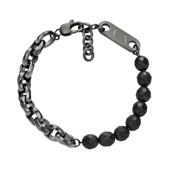 Bracciale Armani Exchange a catena in acciaio nero ed ematite Regolabile 20-22 cm